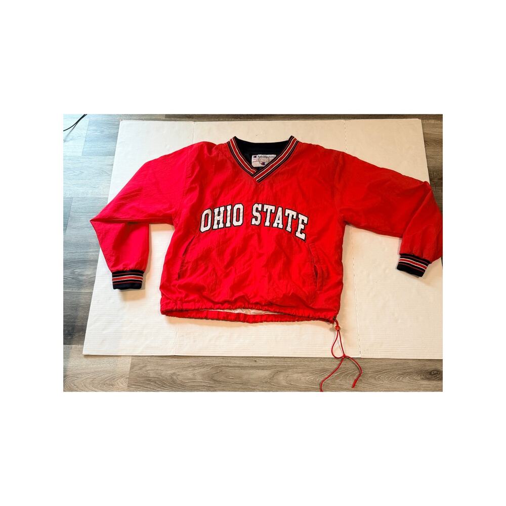 Vintage Champion Ohio State Pullover Windbreaker Jacket Mens M Red NCAA